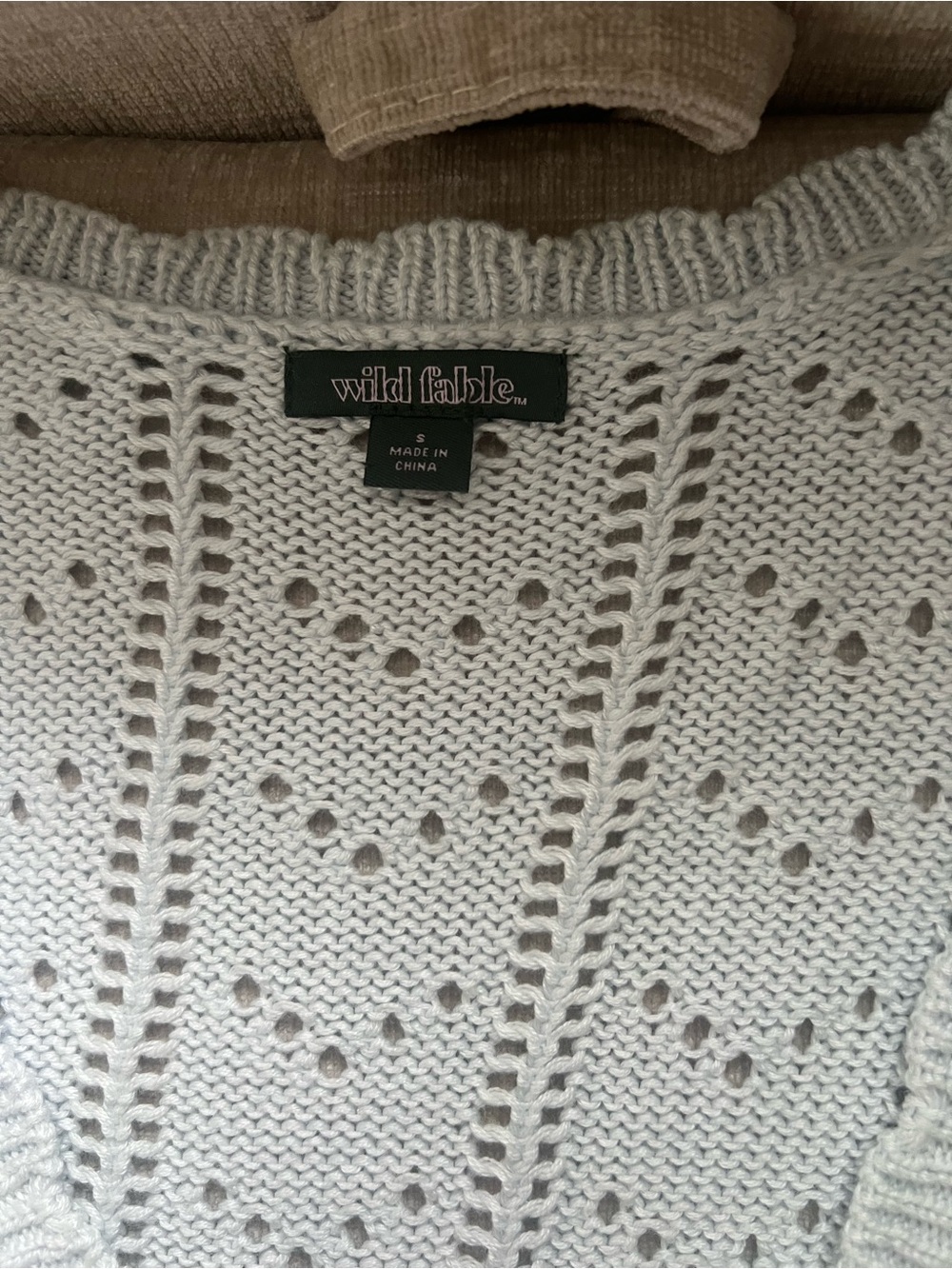 Wild Fable Women's Open-Knit Cardigan with Floral Embroidery - Picture 2 of 4